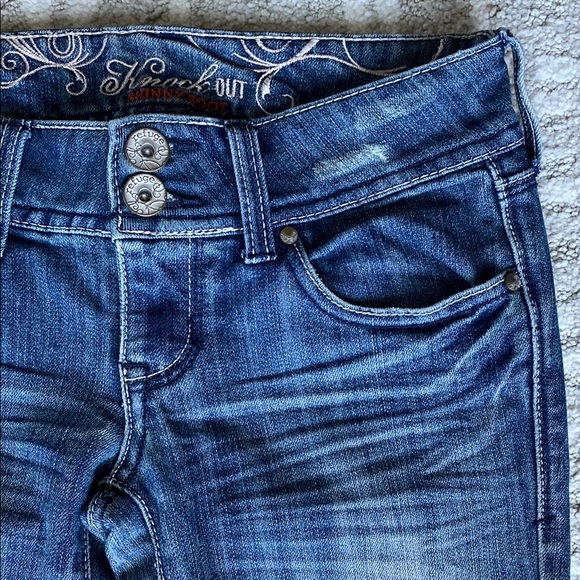 •Refuge• Distressed Skinny Bootcut Jeans - Picture 7 of 15